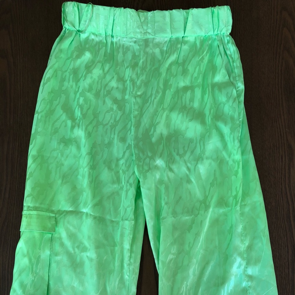 ASOS green satin feel pants